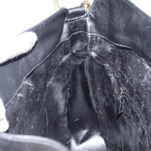 GUCCI Bamboo Shoulder Bag Leather Black Gold 001 3166 Auth 150409 - Picture 14 of 16